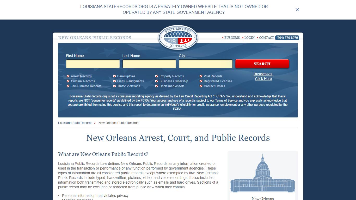 New Orleans Arrest, Court, and Public Records